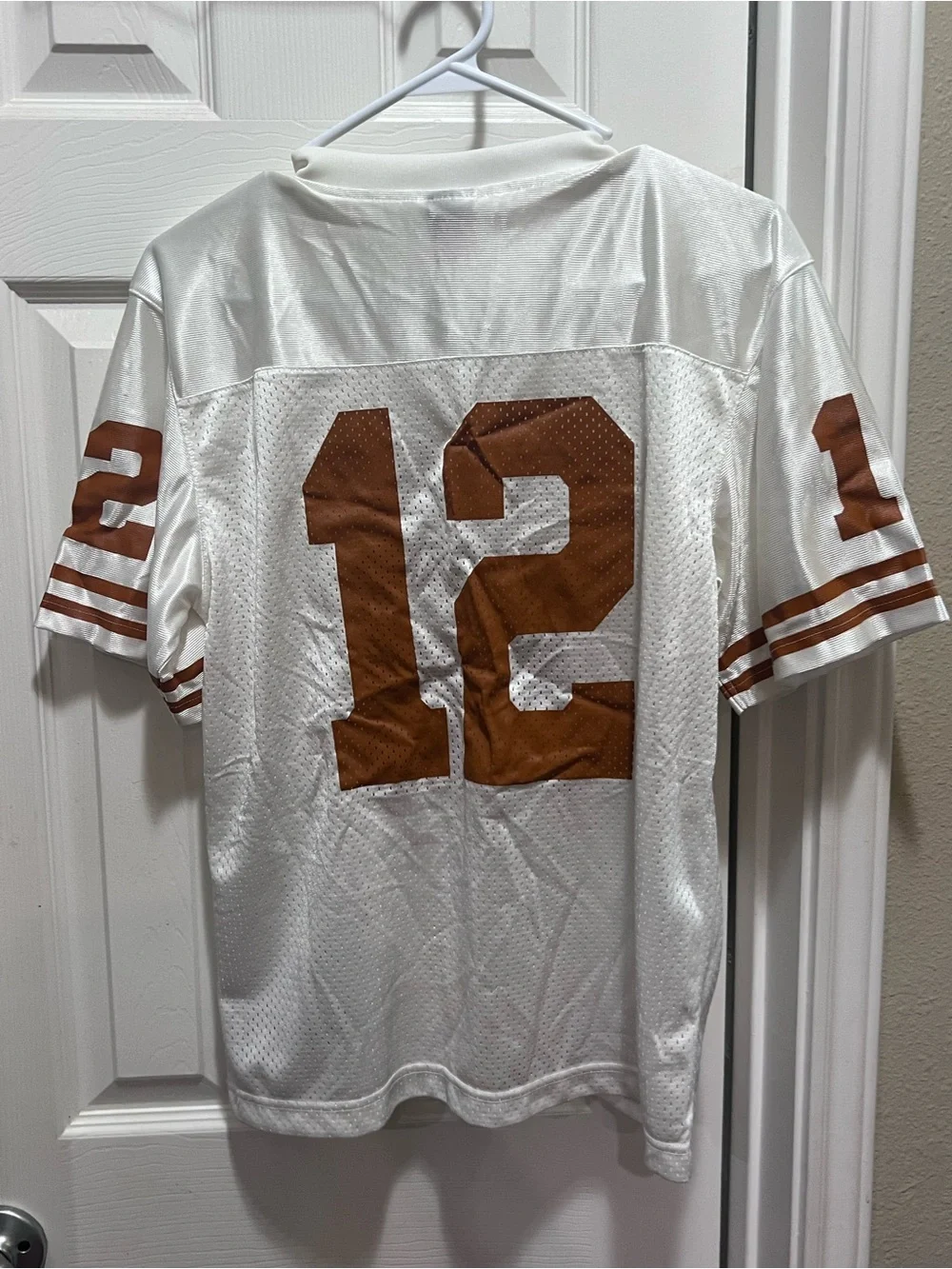 Nike White and Burnt Orange Texas #12 Football Jersey
